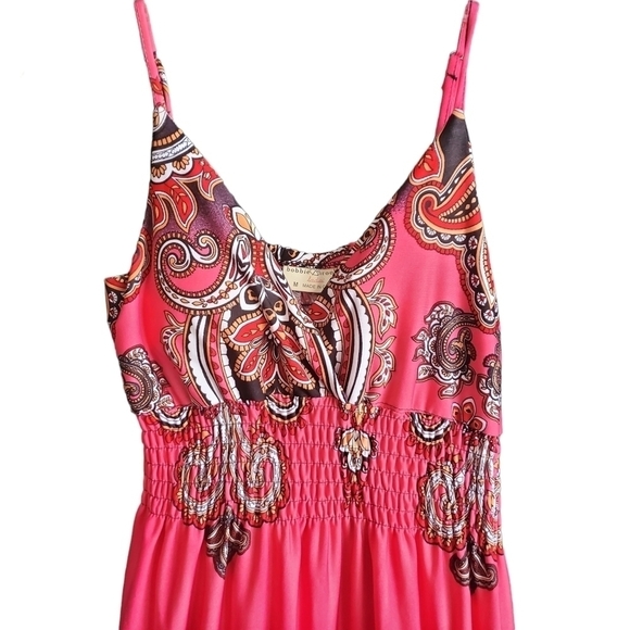 BOBBI BROOKS PAISLEY PRINT MAXI DRESS Sz M - Picture 2 of 7
